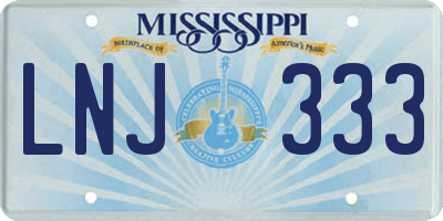 MS license plate LNJ333