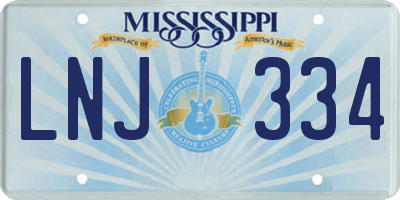 MS license plate LNJ334