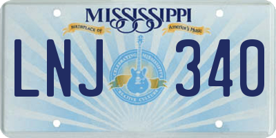 MS license plate LNJ340