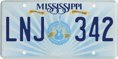 MS license plate LNJ342