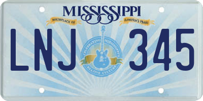 MS license plate LNJ345