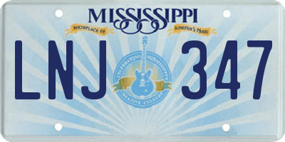 MS license plate LNJ347