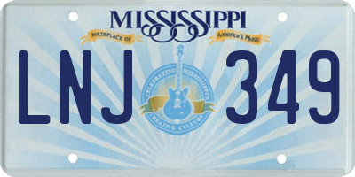 MS license plate LNJ349