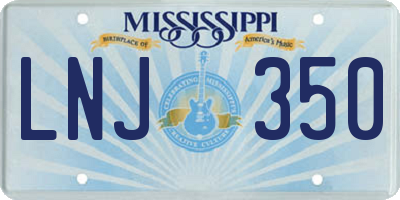 MS license plate LNJ350