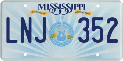MS license plate LNJ352