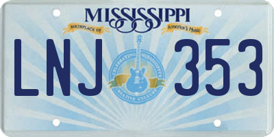 MS license plate LNJ353