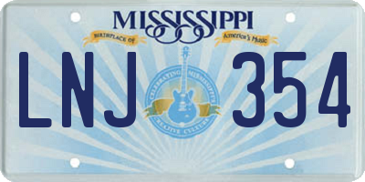 MS license plate LNJ354