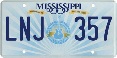 MS license plate LNJ357
