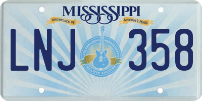MS license plate LNJ358