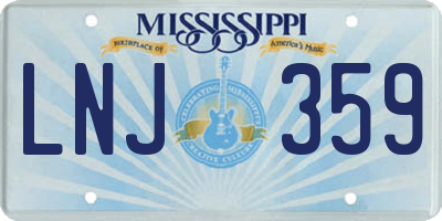MS license plate LNJ359