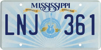 MS license plate LNJ361