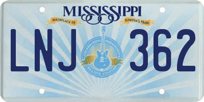 MS license plate LNJ362