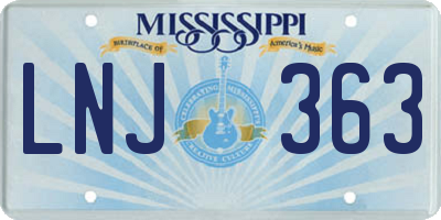MS license plate LNJ363