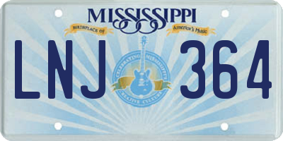 MS license plate LNJ364