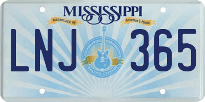 MS license plate LNJ365
