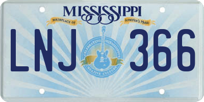 MS license plate LNJ366