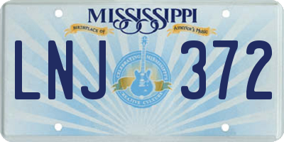 MS license plate LNJ372