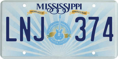 MS license plate LNJ374