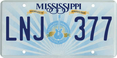 MS license plate LNJ377