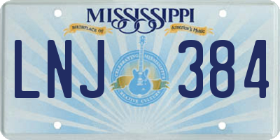 MS license plate LNJ384