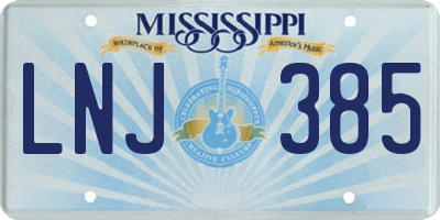 MS license plate LNJ385