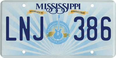 MS license plate LNJ386