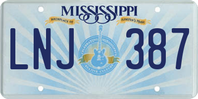 MS license plate LNJ387