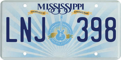MS license plate LNJ398