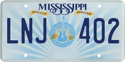 MS license plate LNJ402