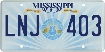 MS license plate LNJ403