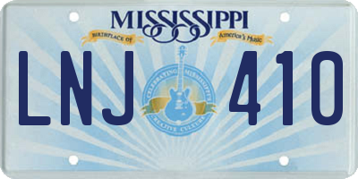 MS license plate LNJ410