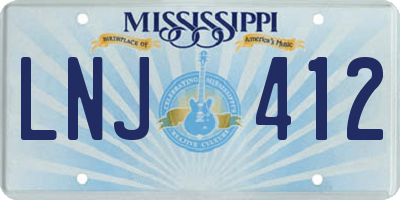 MS license plate LNJ412