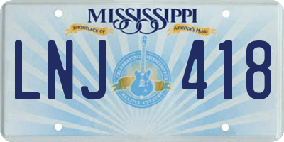 MS license plate LNJ418