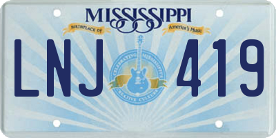 MS license plate LNJ419