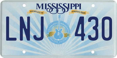 MS license plate LNJ430