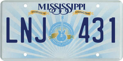 MS license plate LNJ431