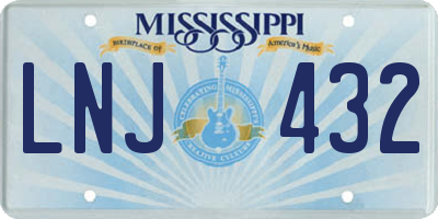 MS license plate LNJ432