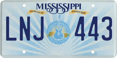 MS license plate LNJ443
