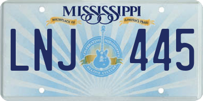 MS license plate LNJ445