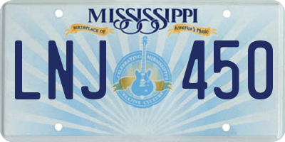MS license plate LNJ450