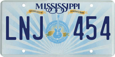MS license plate LNJ454