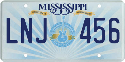 MS license plate LNJ456