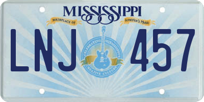 MS license plate LNJ457