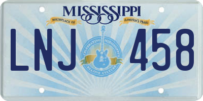MS license plate LNJ458