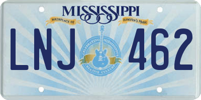 MS license plate LNJ462