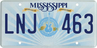 MS license plate LNJ463