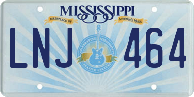 MS license plate LNJ464