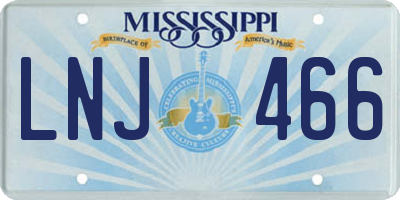 MS license plate LNJ466