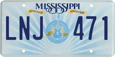 MS license plate LNJ471