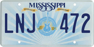 MS license plate LNJ472
